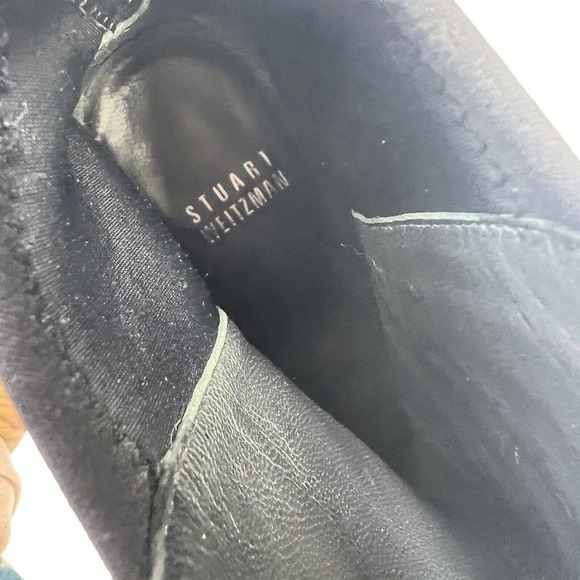 Stuart Weitzman Black Suede Heeled Ankle Boots Size 7 Silver Accents - Picture 8 of 13